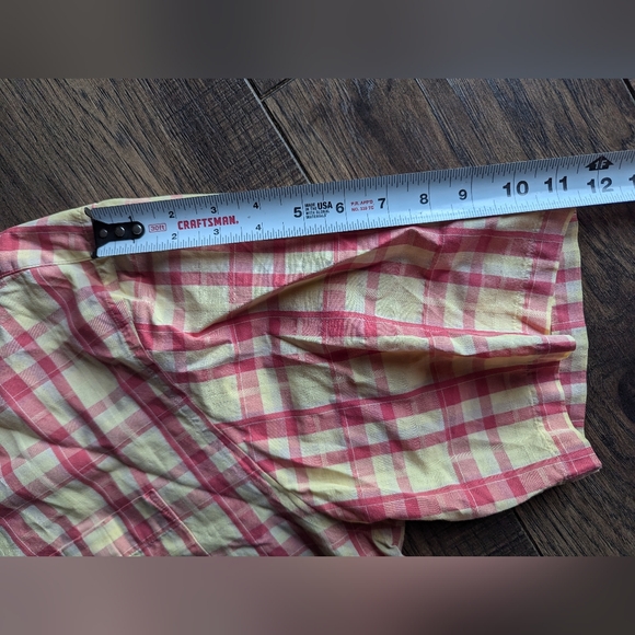 Cutter & Buck Chambray Short Sleeve Shirt Red & Yellow Plaid Mens XL 100% Cotton - Picture 9 of 16